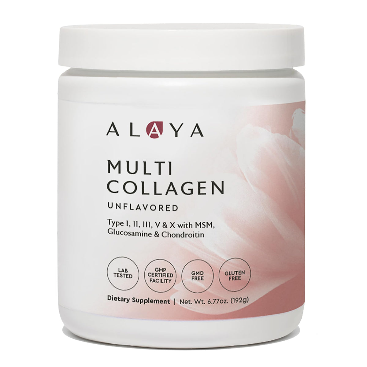 Alaya Multi Collagen Powder (Unflavored) 5 Types, MSM, NSF Cert 20 Servings