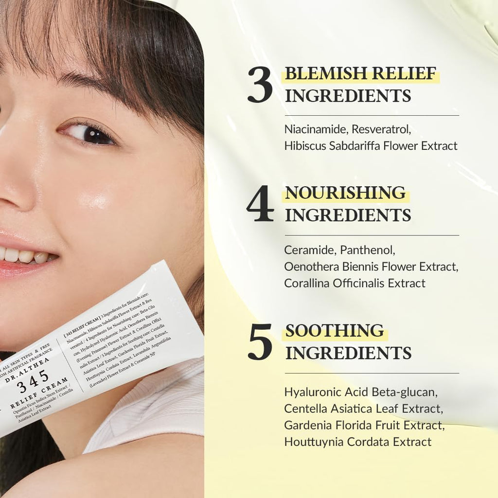 Buy now Dr.Althea 345 Relief Cream, Daily Face Moisturizer, Blemish Relief Care, Soothing Recovery & Moisture, Korean Vegan Skin Care for All Skin Types, 1.69 Fl Oz (Pack of 1) at indiglob india