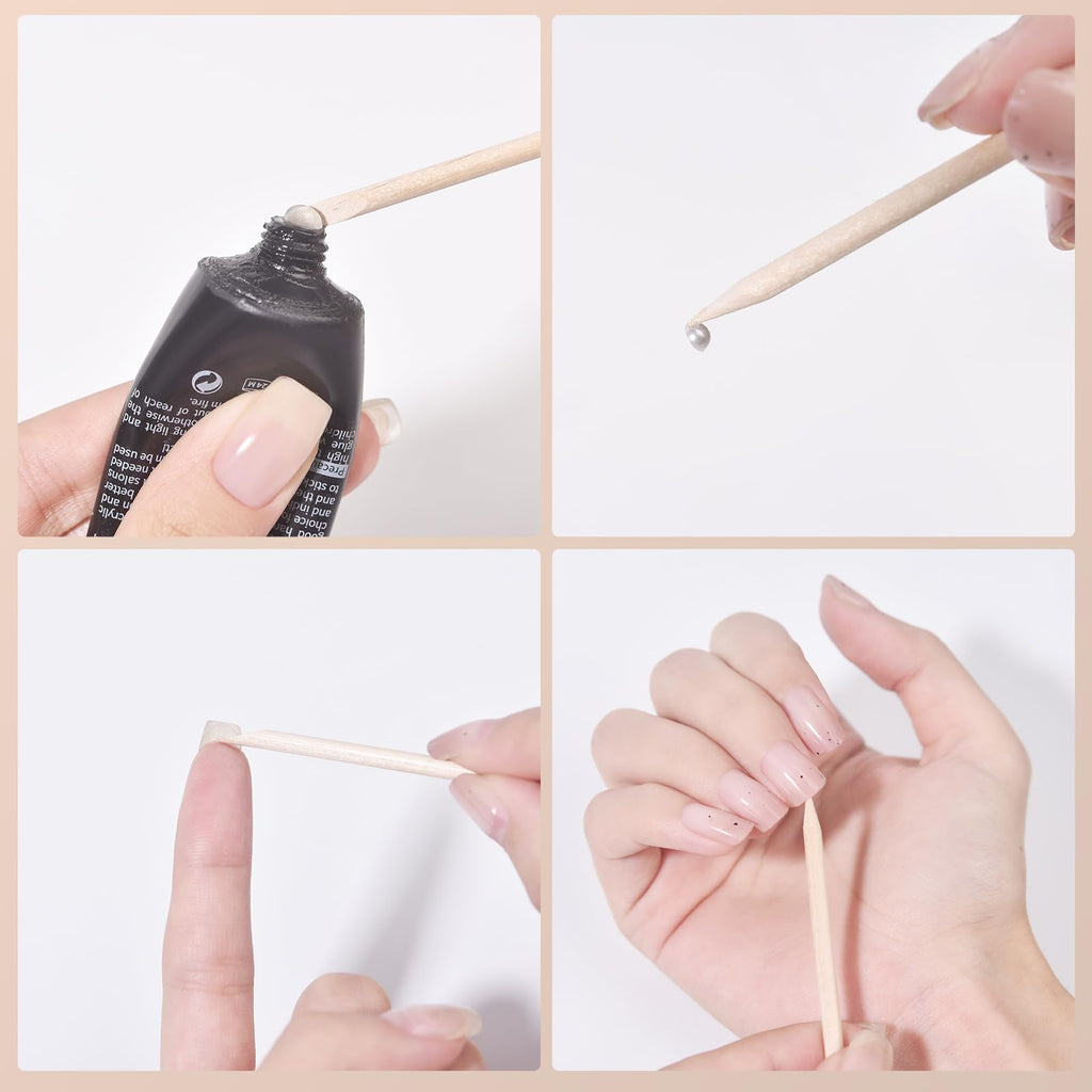 5PCS Orange Wood Nail Sticks Double Sided Cuticle Pusher Remover Multi Functional Orange Wood Cuticle Sticks Manicure Pedicure Tool With Clear Storage Tube