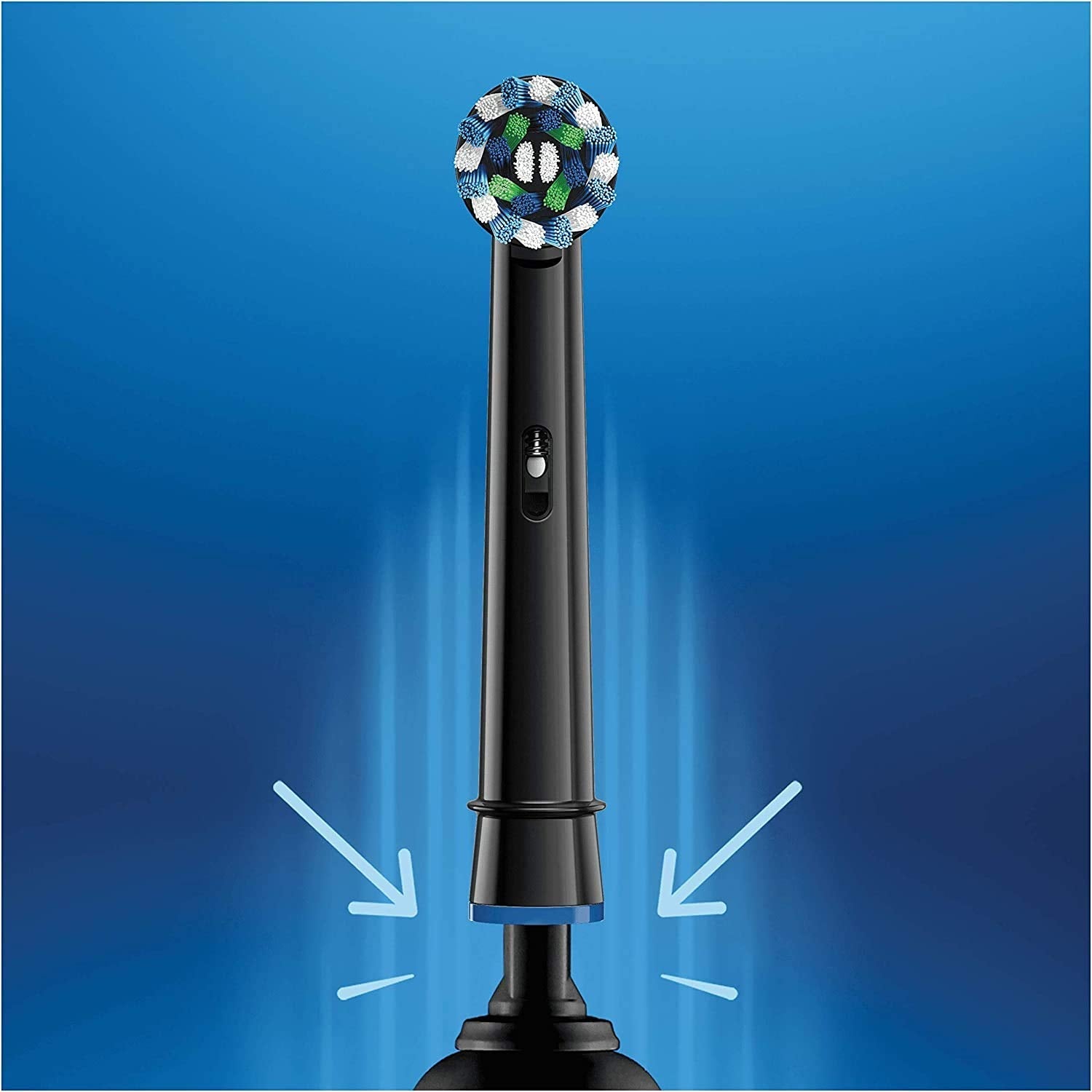 Buy now Oral-B Genuine CrossAction Replacement Black Toothbrush Heads, Refills for Electric Toothbrush, Angled Bristles for up to 100 Percent More Plaque Removal, Pack of 4 at indiglob india
