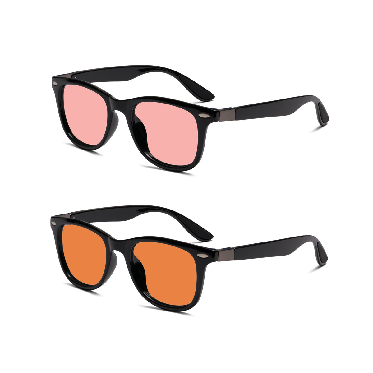 BRADDELL FL-41 Rose & FL-60 Wayfarer Blue Light Glasses for Migraine Light Sensitivity, Fluorescent LED Lighting & Concussion (MEDIUM LARGE)