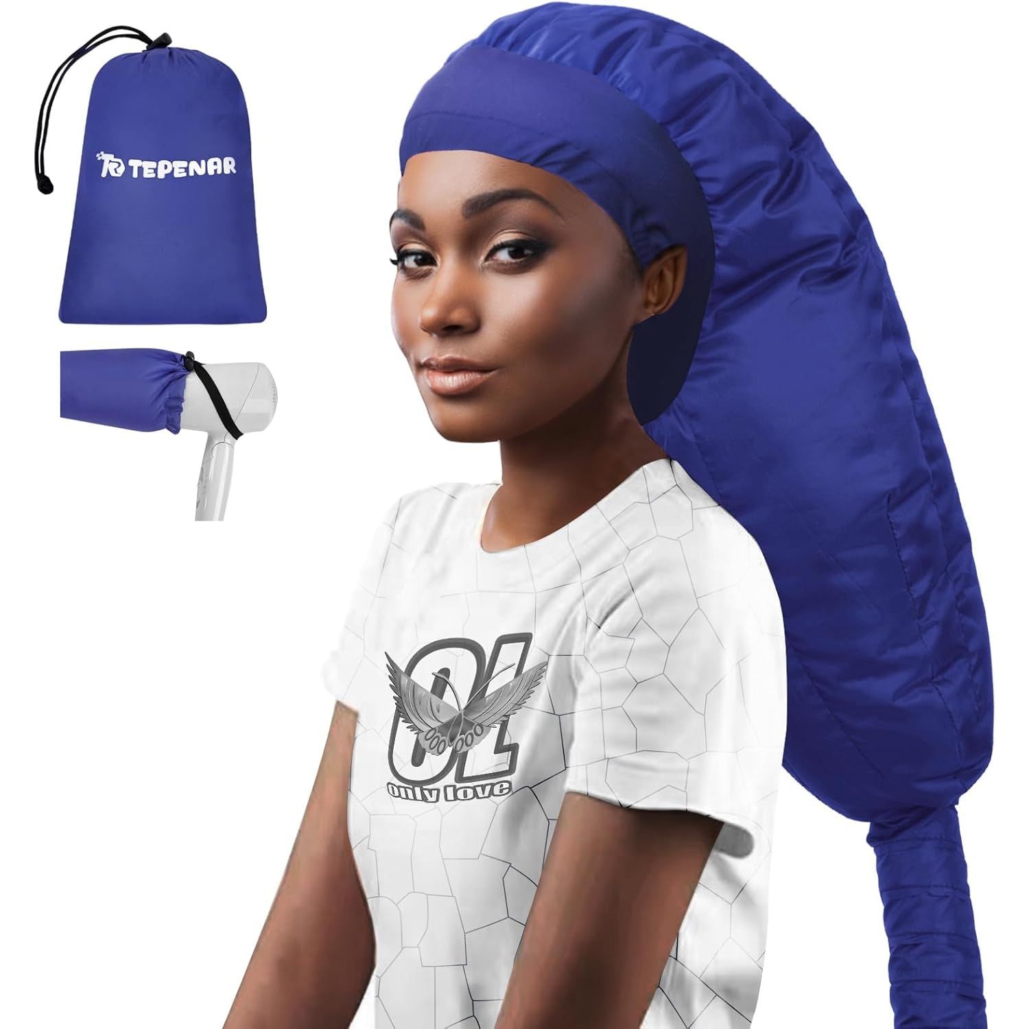 Buy now Bonnet Hair Dryer Attachment, Large - Black, Upgraded Soft Adjustable for Hand Held Hair Dryer, Fast Drying, Ideal for Natural Curly Textured Hair Care and Speeds Up Drying Time at Home Extra Large - Dark Blue at indiglob india