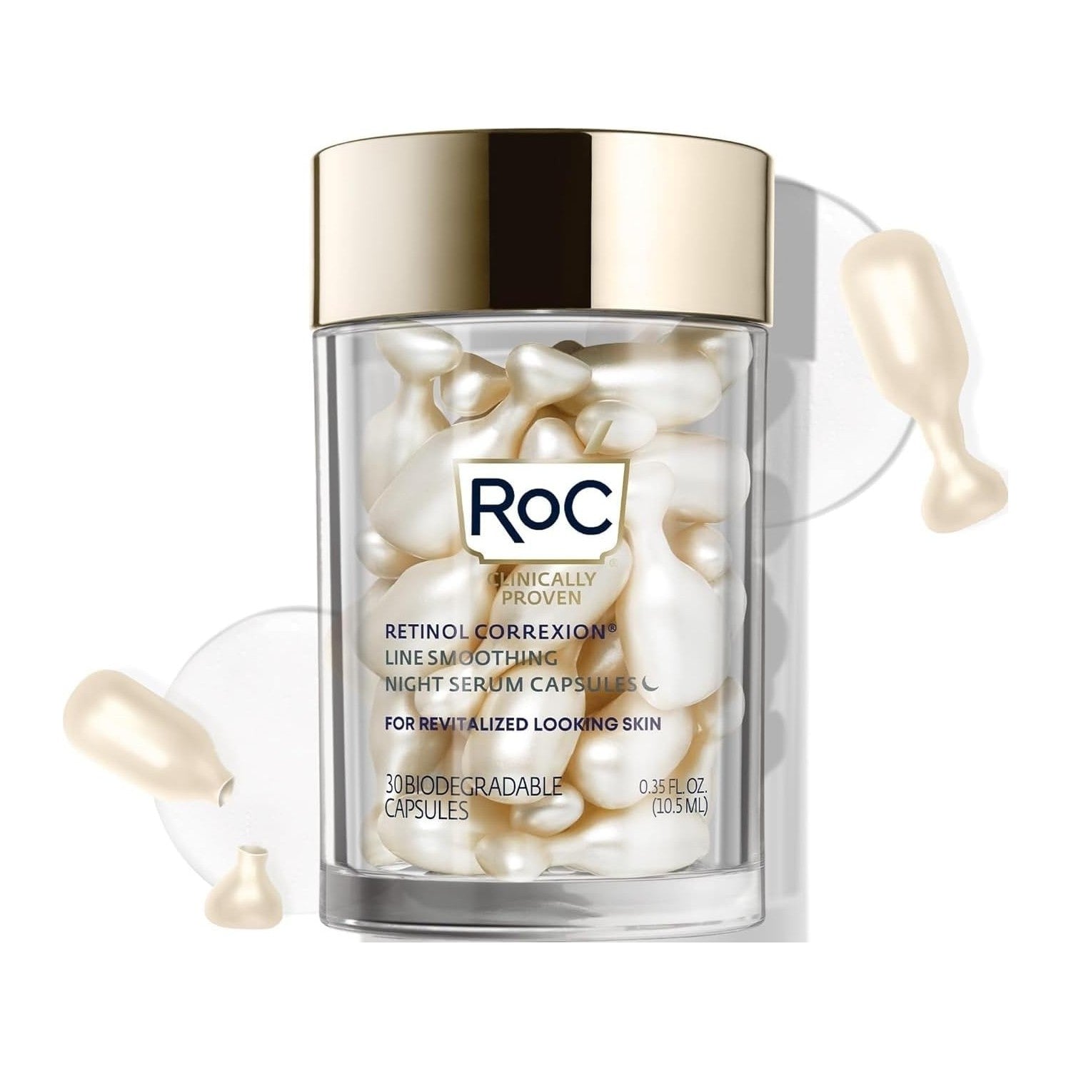 RoC Retinol Correxion Anti-Aging Wrinkle Night Serum Capsules, 80 CT Jumbo | Unscented retinol capsules for face, Anti-Aging Wrinkle, Treatment for Fine Lines, Post Acne Scars, Limited Edition Value Set