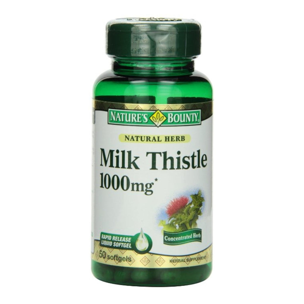 Nature's Bounty Milk Thistle 1000mg, Rapid Release Softgels, 50 Count