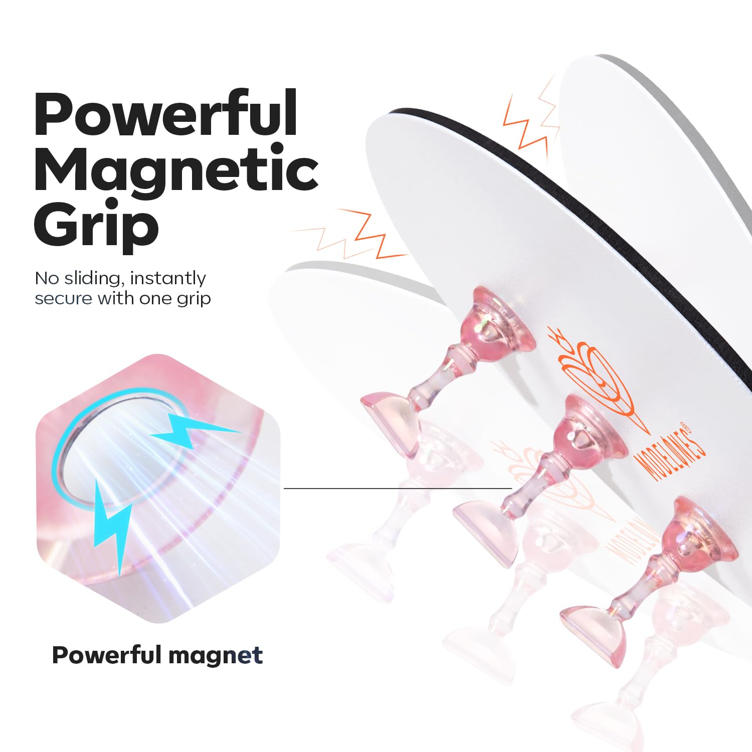 Modelones Short Almond Nail Tips, 360 pcs with powerful magnetic grip for secure application. Premium imported quality.