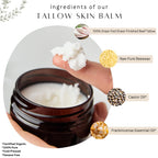 Untamed Organics Beef Tallow Balm for Skin & Face with Castor Oil & Frankincense - 100% Grass-Fed Tallow Face & Body Moisturizer for Dry Sensitive Skin - 2 oz