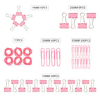 Pink Binder Clips Paper Clips,380 PCS Assorted Sizes Paperclips
