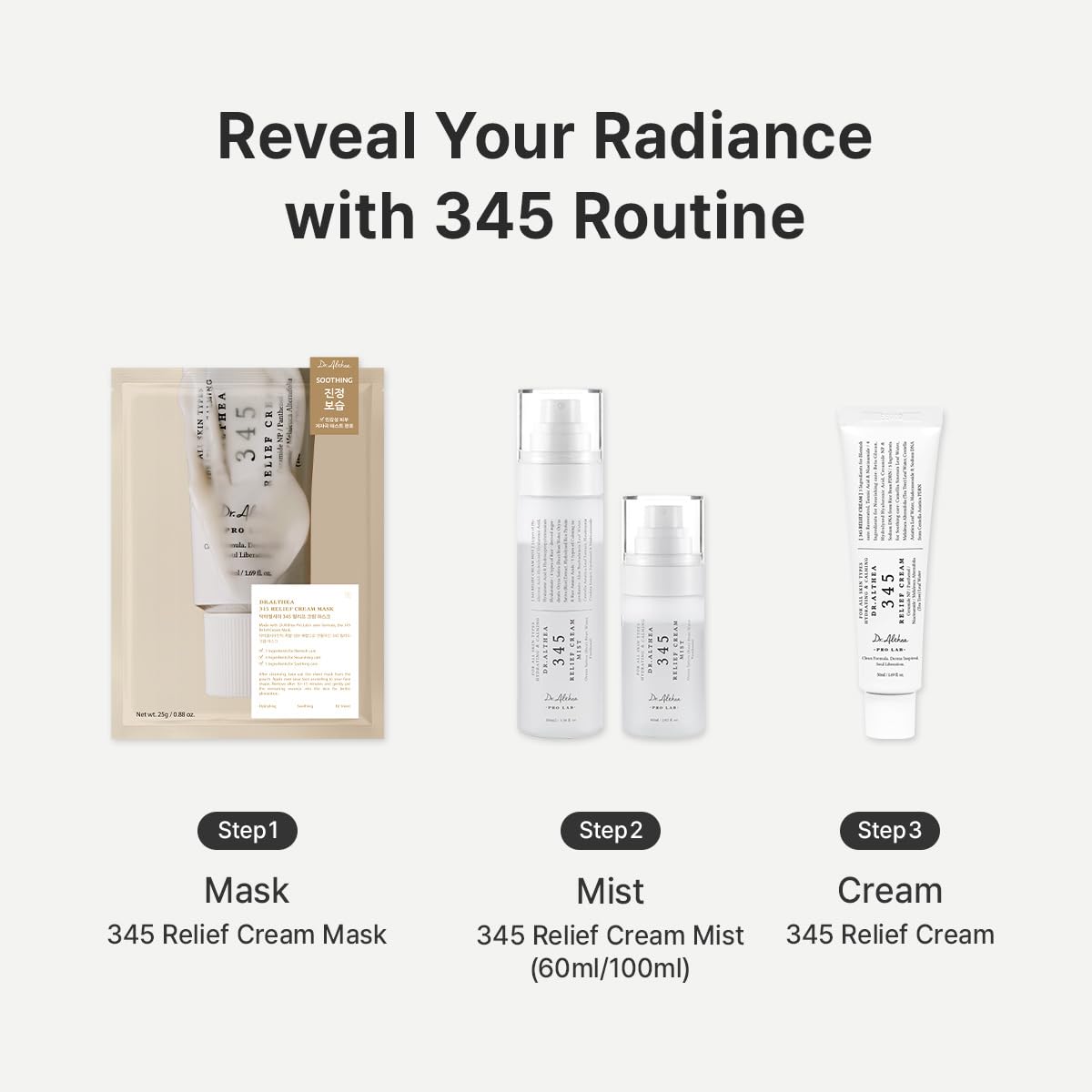 Dr.Althea 345 Relief Cream - 1.69 Fl Oz (Pack of 1) | PDRN & Hyaluronic Acid for Instant Hydration, Blemish, Post-Acne Vegan Face Moisturizer with Centella, Non-comedogenic