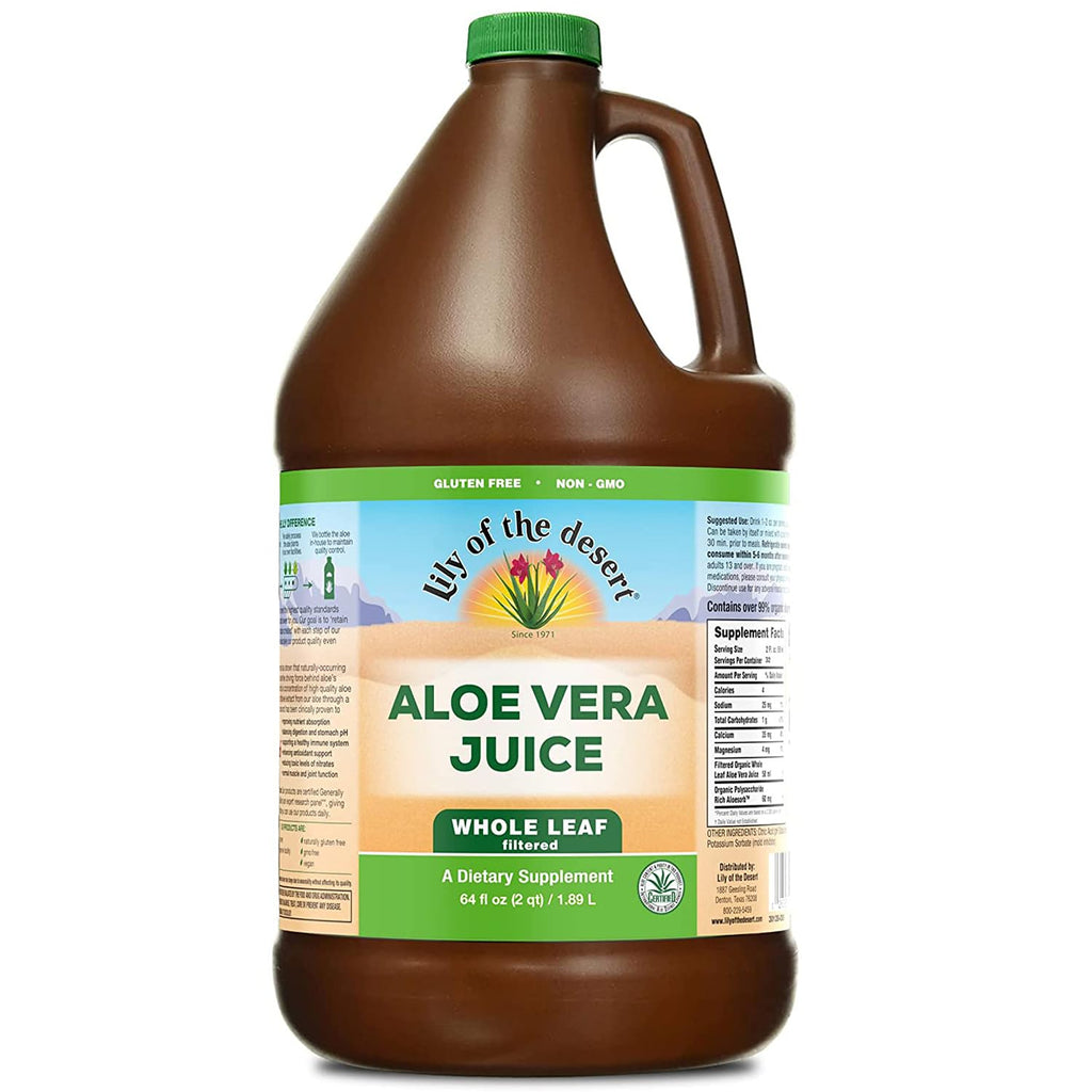 Lily of the Desert Aloe Vera Juice - Whole Leaf Filtered Aloe Vera Drink, Non-GMO Aloe Juice with Natural Digestive Enzymes for Gut Health, Stomach Relief, Wellness, Glowing Skin, 32 Fl Oz (Pack of 2)