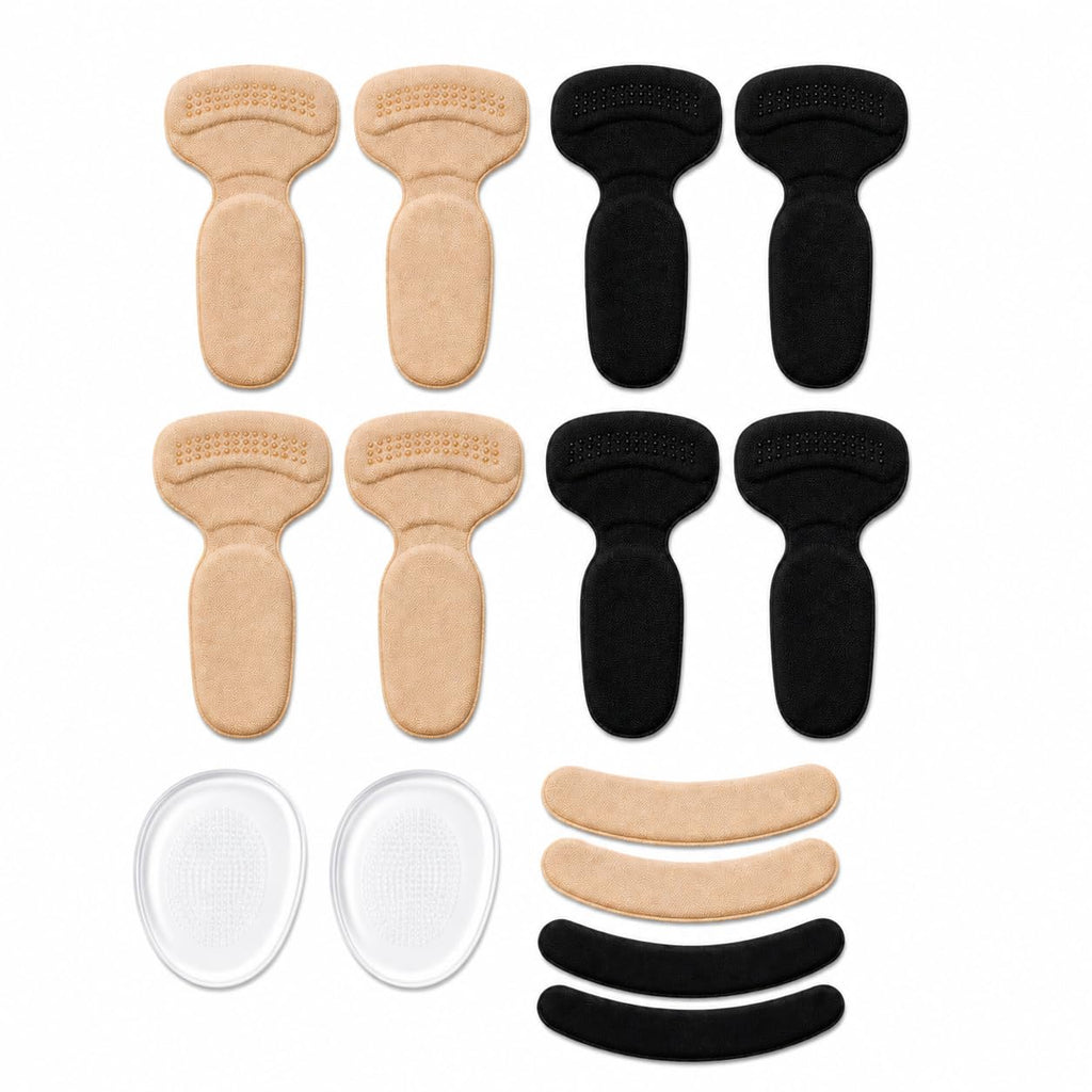 Heel Grips for Shoes Too Big, 7 Pairs Heel Pads Inserts for Women’s Shoes, T-Shape Heel Cushion Liners, Thin Heel Protectors and Ball of Foot Cushions for High Heels Flats