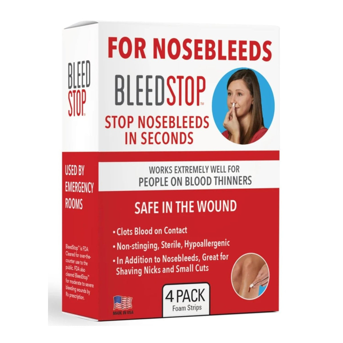 BleedStop™ Nosebleed Strips – Fast Acting Blood Coagulant Foam Inserts – Helps Clot Blood on Contact – Non-Stinging Sterile Hypoallergenic for Mild to Heavy Nosebleeds