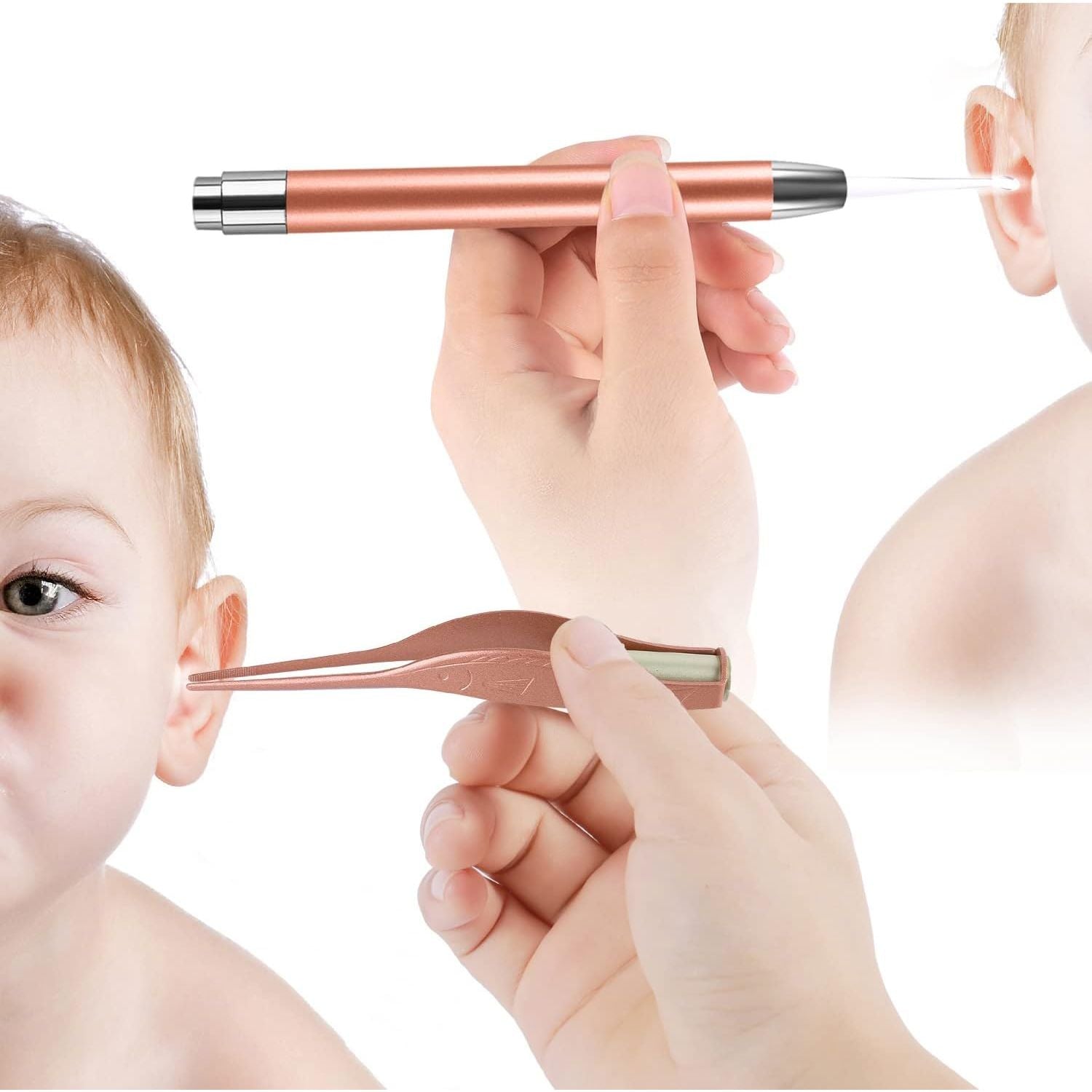 Buy now 4 Pack Ear Pick with Light, Ear Cleaner Ear Wax Removal Tool Kit for Kids and Adults, Ear Picks Digger & Tweezers & Spiral Spring Ear Spoon Set with Storage Box (Rose Gold) at indiglob india