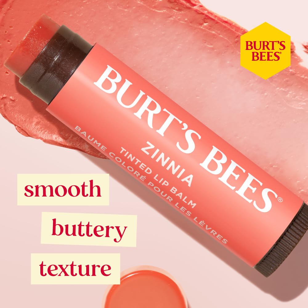 Buy now Burts Bees 100% Natural Origin Tinted Lip Balm, Zinnia with Shea Butter & Botanical Waxes - 1 Tube at indiglob india