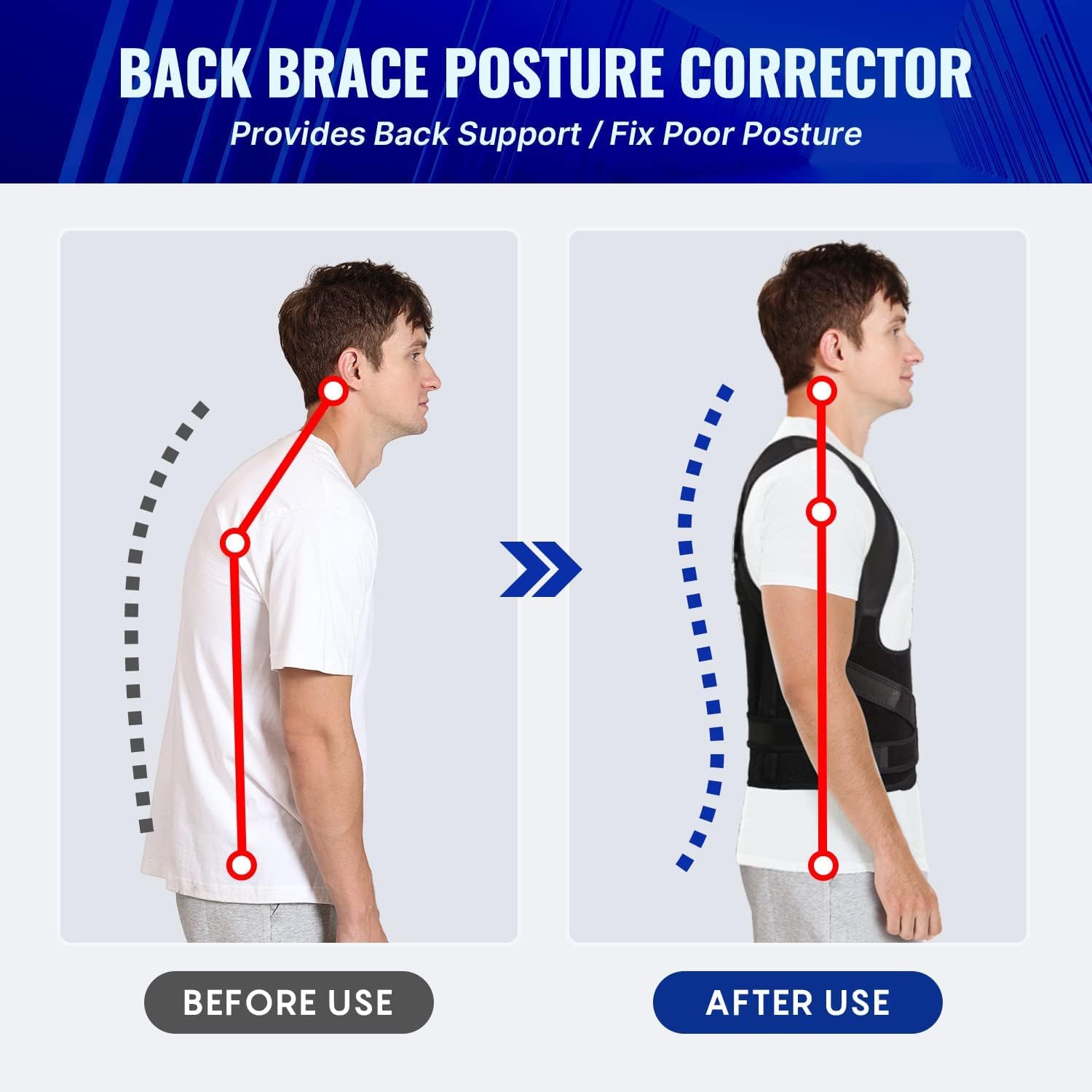 Buy now Posture Corrector for Women and Men, Adjustable Back Brace & Straightener for Scoliosis - Hunchback Correction - Back Pain/Spine Corrector/Back Support and Posture Trainer (Small) at indiglob india
