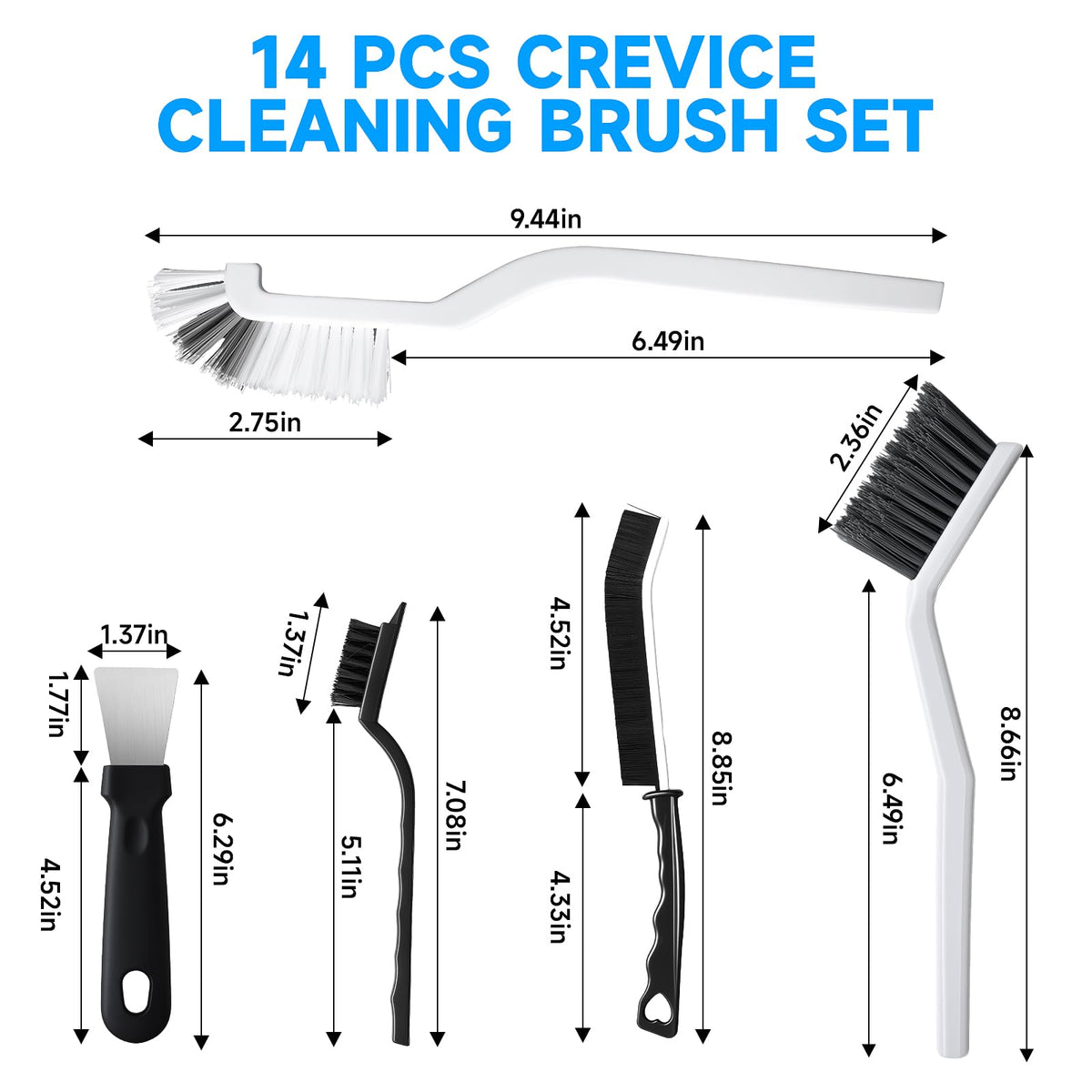 14Pcs Crevice Cleaning Brush Set, V Shape Grout Cleaner Brush for Deep Cleaning Gap, Hard Bristle Scrub Brushes Tools, Cleaning Supplies for Household Use, Bathroom, Kitchen, Toilet, Window