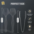 18 Pcs Clear Plastic Serving Utensils Set - 6 Clear Plastic Serving Spoons, 6 Tongs And 6 Forks - Heavy Duty Disposable Serving Utensils Set For Parties