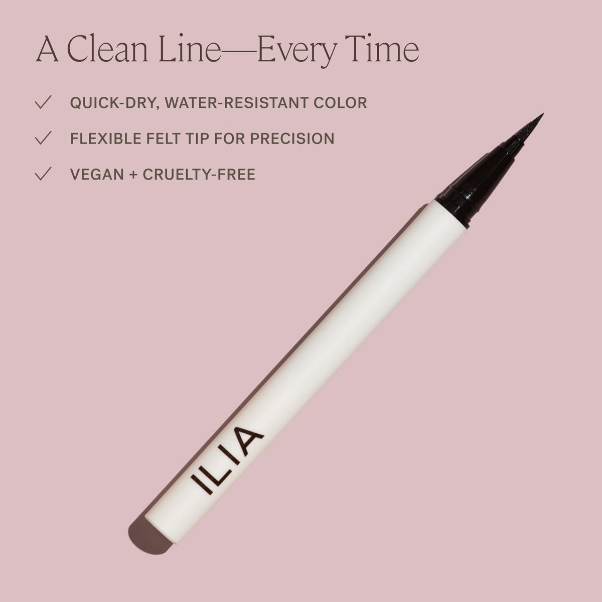 ILIA - Clean Line Liquid Liner with Precision Tip | Quick Dry, Water Resistant, Smooth Application | Carbon Black-Free, Non-Toxic, Vegan, Cruelty-Free (Classic Black, 0.01 fl oz | 0.55 ml)