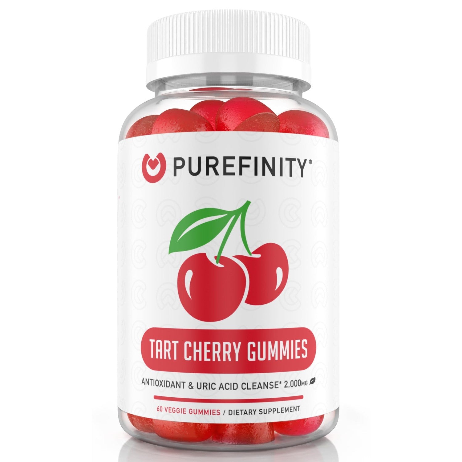 Tart Cherry Gummies, Uric Acid Flush Extract for Joints, 60ct | Uric Acid Crystal Flush for Joint Recovery Support, Chewable Tart Cherry Extract Antioxidant, Non-GMO, Gluten Free, Vegan