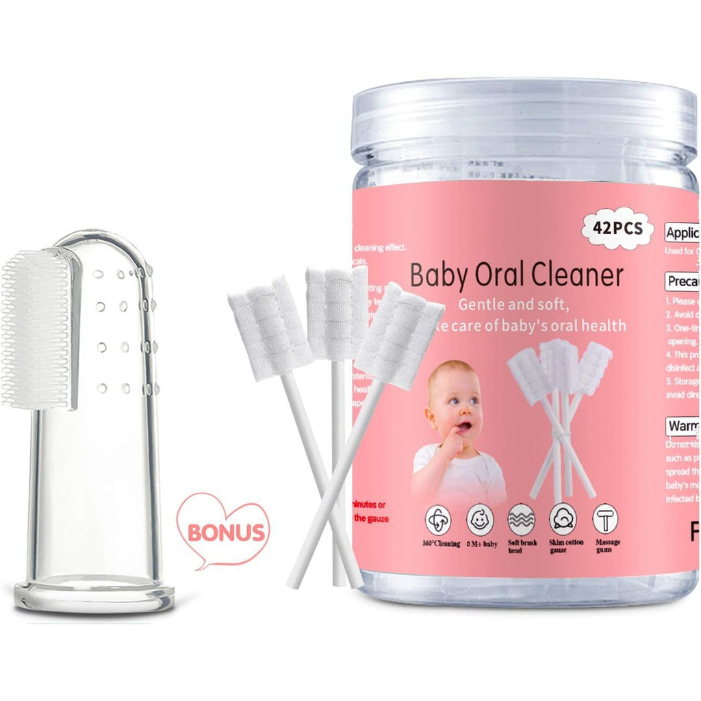 Buy now Baby Tongue Cleaner, Baby Toothbrush, 42Pcs Disposable Infant Toothbrush Clean Baby Mouth,Gauze Gum Cleaner Toothbrush Baby Oral Cleaning Stick Dental Care for 0-36 Month Baby+Free 1 Finger Toothbrush 1 Count (Pack of 42) at indiglob india