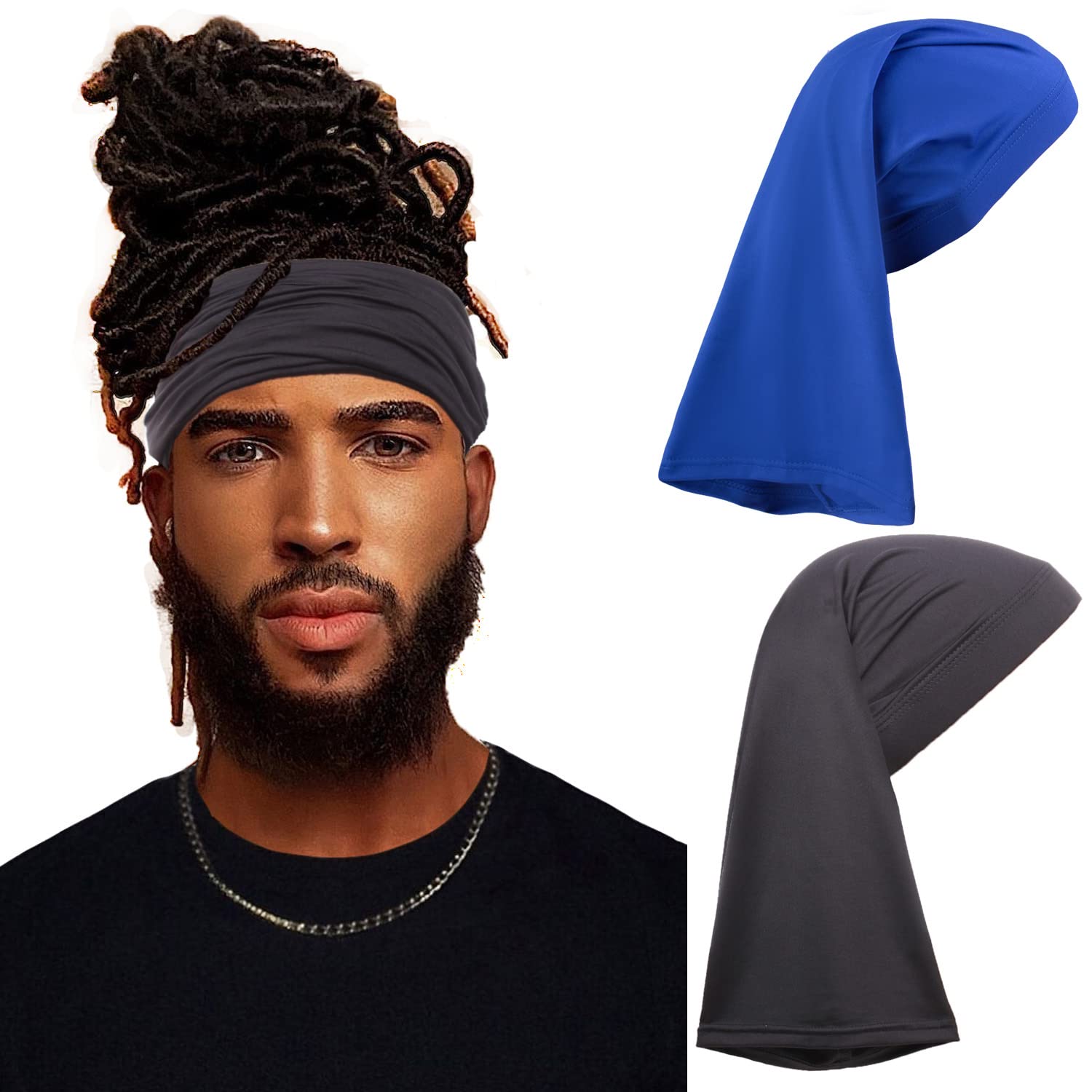 Buy now Leeven 2 Pieces Wide Elastic Loc Cap and Long Braid Cover for Full Hair, Stocking Sleep - Black Locs-Cap-10 at indiglob india