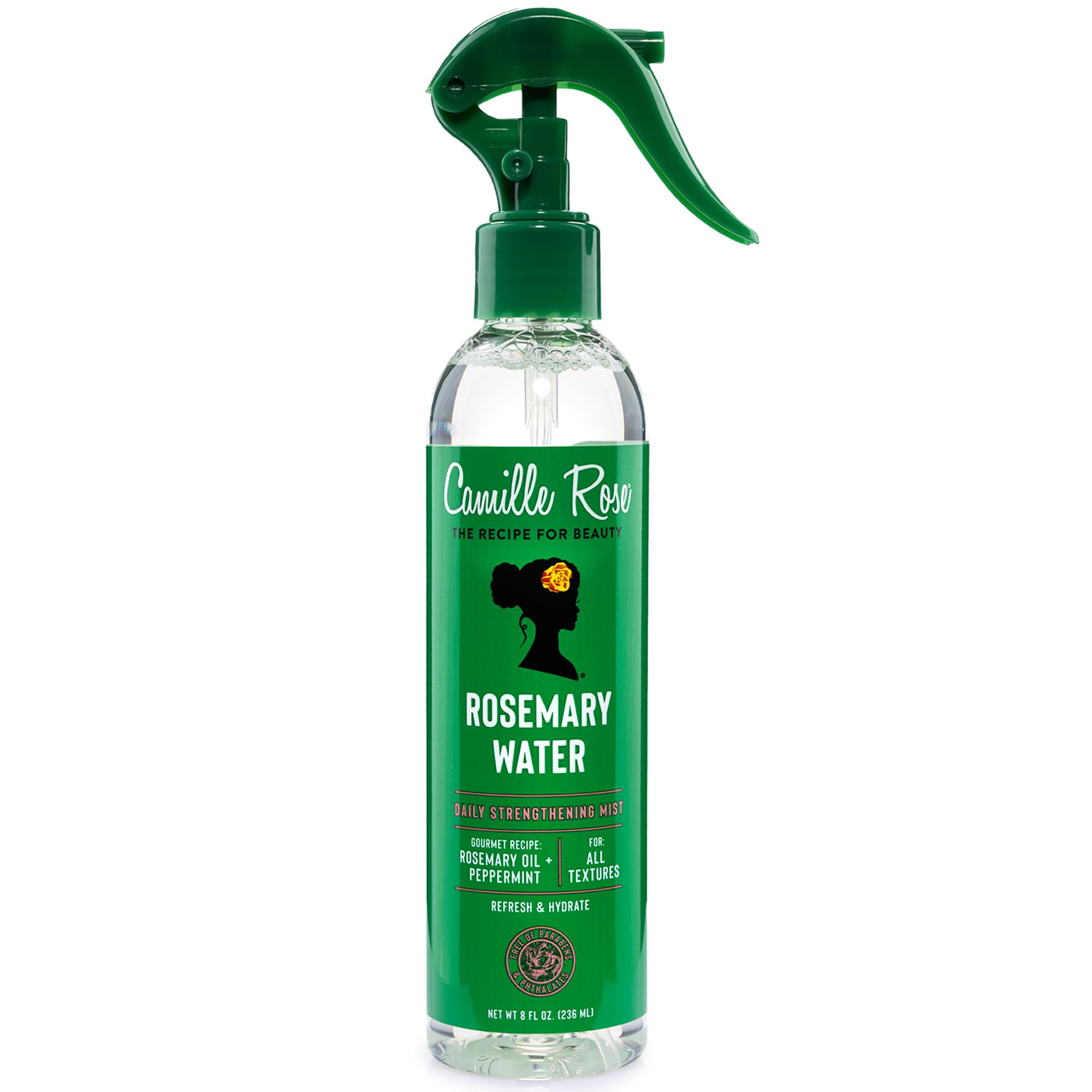 Camille Rose Rosemary Water Strengthening Hair Mist, 2-Pack, 8 Oz Ea | Daily Rosemary Water Mist with Peppermint & Aloe Vera to Strengthen, Hydrate & Refresh Hair and Scalp