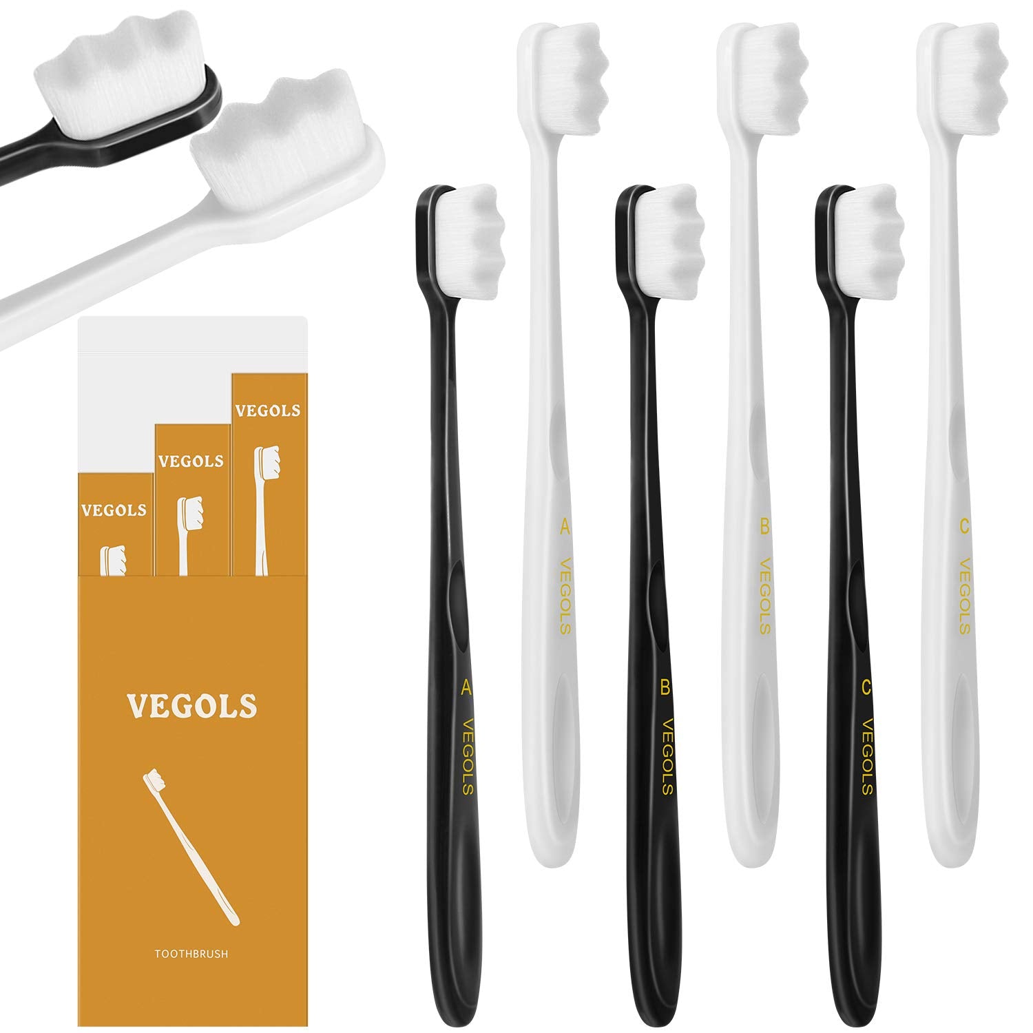 Buy now Adult Extra Soft Toothbrush with 20000 Soft Bristles, (Pack of 6) Micro Nano Manual Toothbrushes for Protect Sensitive Gums, Black/White at indiglob india