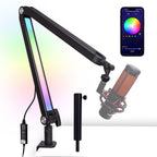 Buy now Microphone Wall Mount Boom Arm - Microphone Wall Mount for Mic holder，Horizontal Mounting Wall，Space Saving Desktop Metal Mic Stand Clamp by SUNMON RGB Large Boom Arm at indiglob india