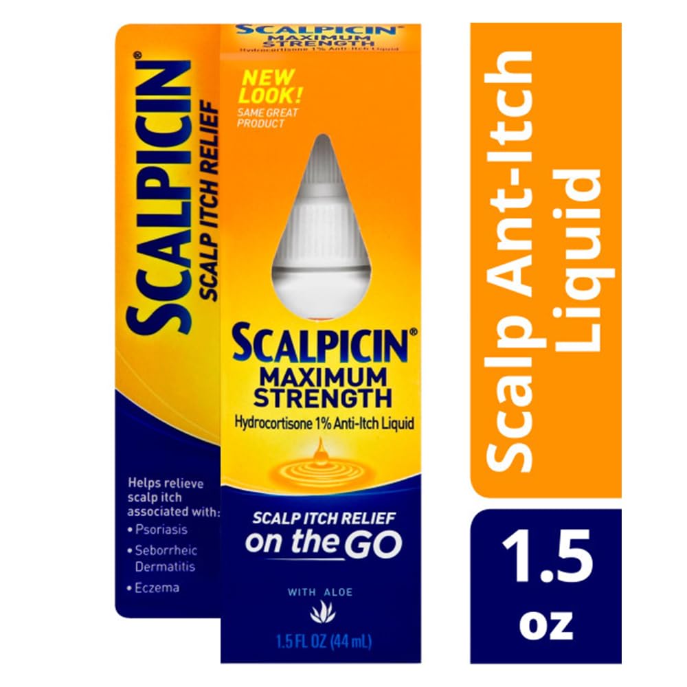 Scalpicin Maximum Strength Scalp Treatment Liquid for Itchy Scalp, Seborrheic Dermatitis & Psoriasis Scalp Treatment, Fragrance-Free, 1.5 fl oz