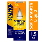 Scalpicin Maximum Strength Scalp Treatment Liquid for Itchy Scalp, Seborrheic Dermatitis & Psoriasis Scalp Treatment, Fragrance-Free, 1.5 fl oz