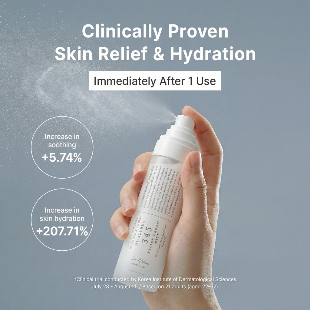 Dr.Althea 345 Relief Cream & Mist Duo, Korean Vegan Skin Care Set | Soothing Recovery & Moisture for Sensitive Skin, Daily Post-Acne Moisturizer, Versatile Hydration Mist Spray