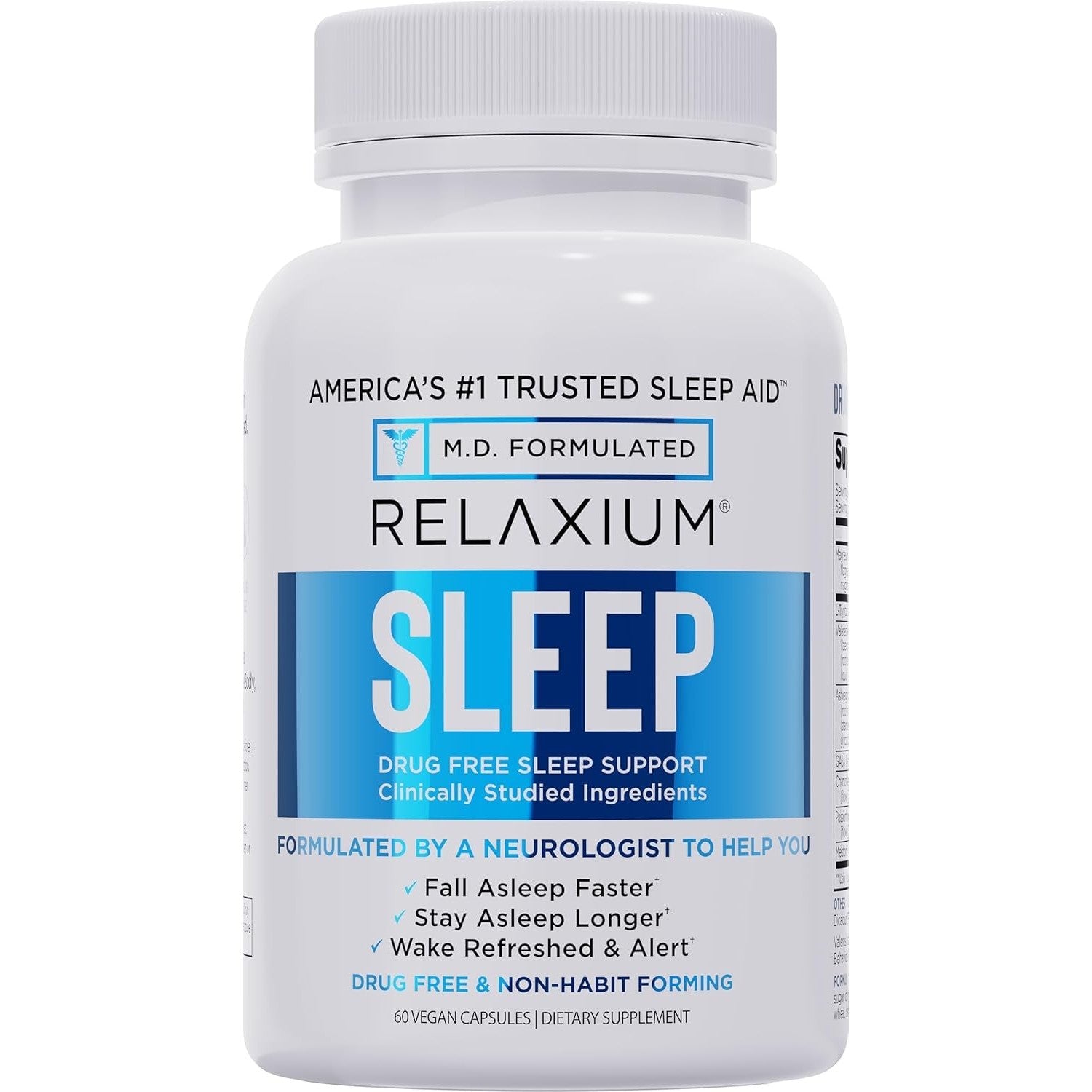 Relaxium Sleep Aid for Adults, 5mg Melatonin, Magnesium Glycinate, 30-Day | Non-Habit Forming Dietary Supplement, Drug-Free, Stress Relief