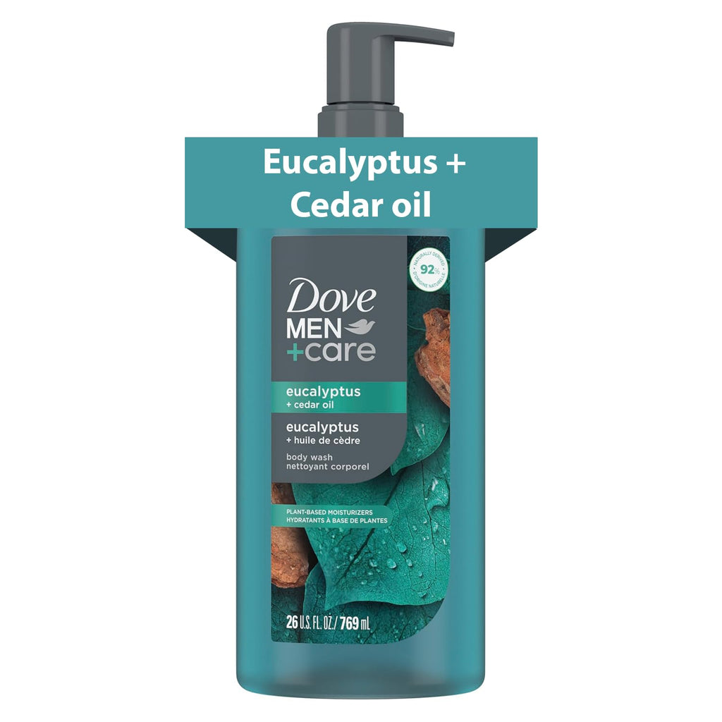 DOVE MEN Moisturizing Body Wash for Men, Eucalyptus + Cedar Oil, 26oz