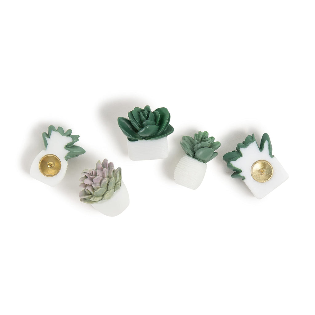 U Brands Succulent Push Pins Set, 9 Count, Three Assorted Styles