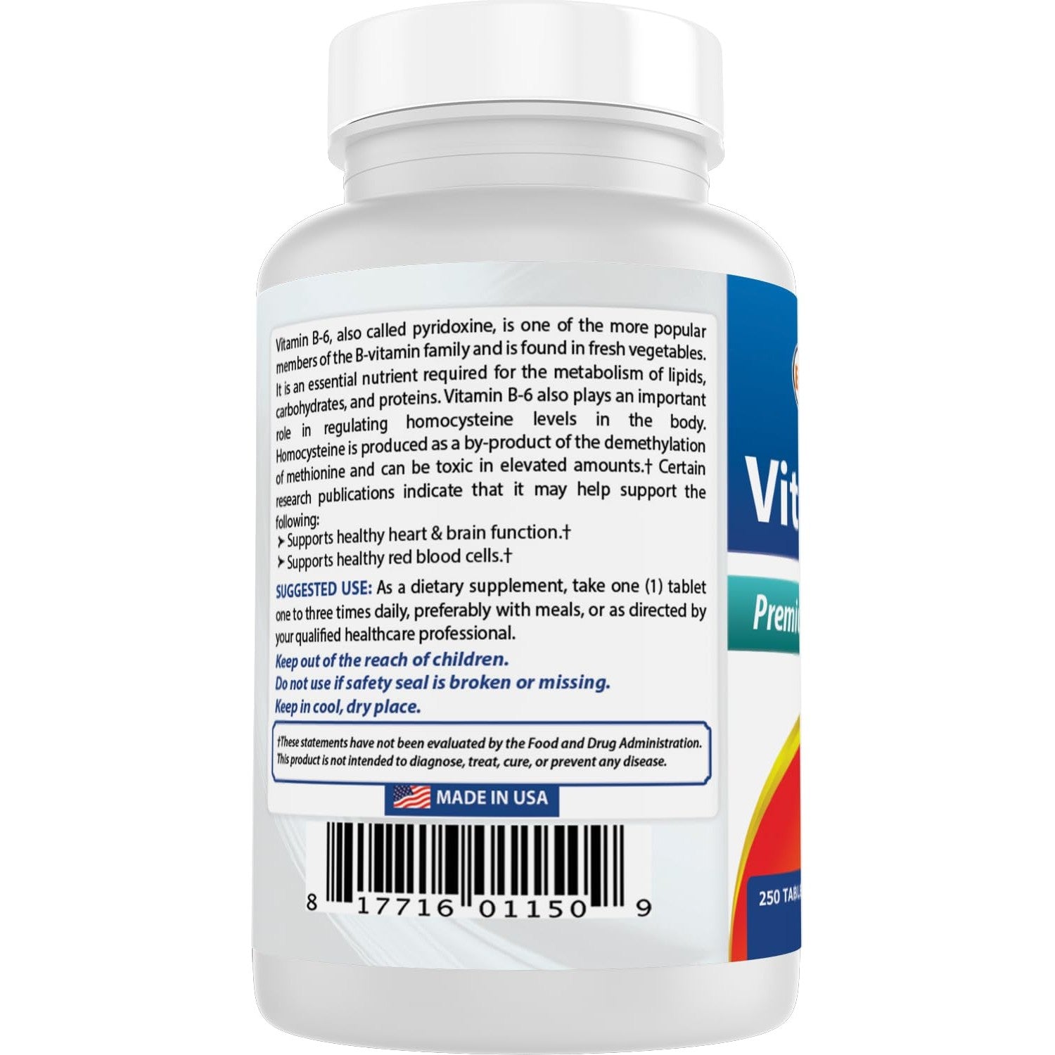 Best Naturals Vitamin B-6 25 Mg Tablets, 250 Count