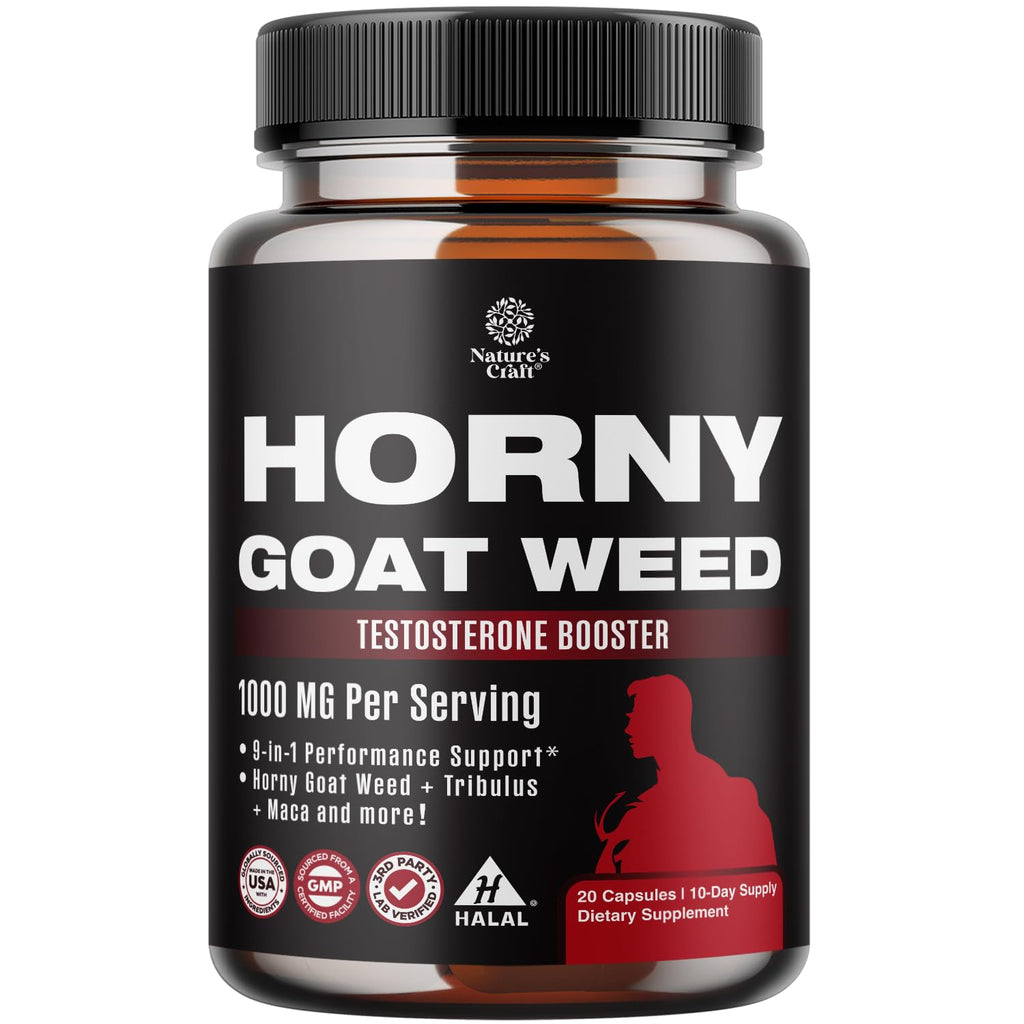 Horny Goat Weed for Men (9 in 1 formula) - Male Enhancing Supplement - 20ct