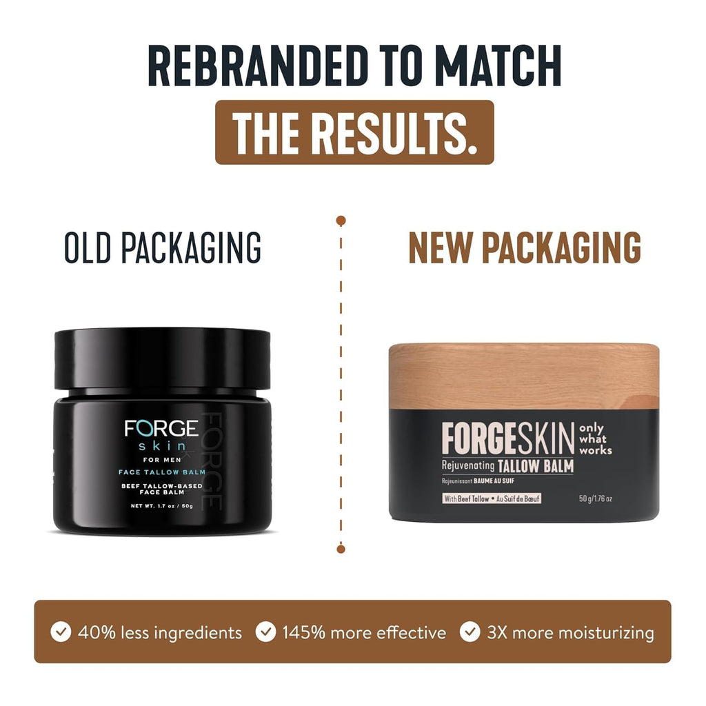 Forge Skin Beef Tallow Balm Skin Moisturizer for Men, Anti Aging Wrinkle Defense - Face & Body Skincare Hydration Cream, 100% Grass-Fed Lotion, Paraben-Free, Helps Minimize Look of Fine Lines, 1.7 oz
