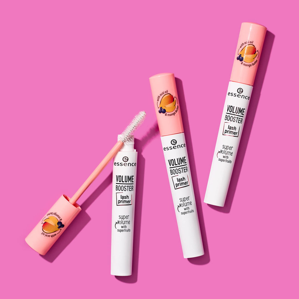 essence Volume Booster Lash Primer, Extra Volume and Length (Pack of 1) | Conditions with Mango Butter and Acai Oil, White Formula, Mascara Primer, Buildable Base, Vegan, Cruelty and Paraben Free