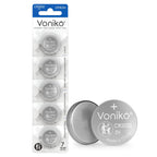 Voniko CR2032 3V Lithium Batteries 5 Pack for Child Safety, Compatible with AirTag, Key Fobs, Thermometers, Scales – 7 Years Shelf Life