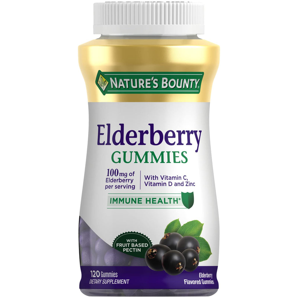 Nature's Bounty Elderberry Gummies 100 mg, 70ct | Supports Immune Health, Contains Vitamins A, C, D, E, Zinc