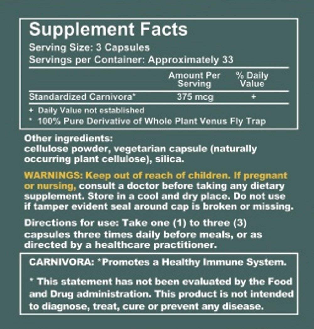 Carnivora Vegi-Caps - Gluten Free, Vegan Friendly Capsules to Strengthen and Support Your Immune System (100 Capsules)