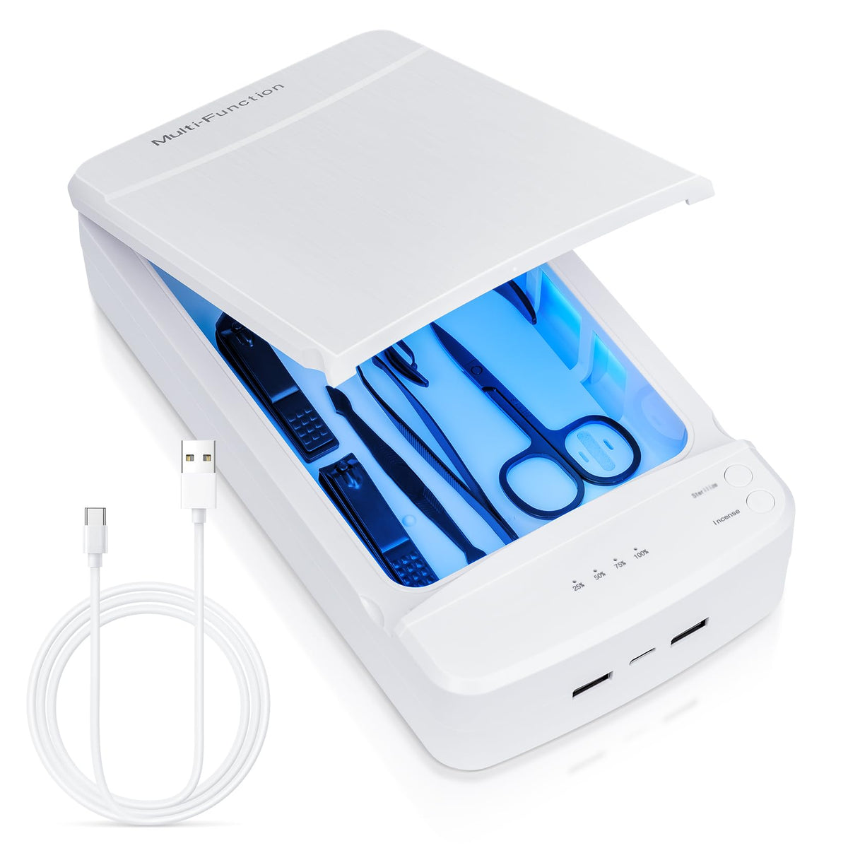 LXIANGN Nail Tool Cleaner with Blue Light, Portable USB Cleaning Box