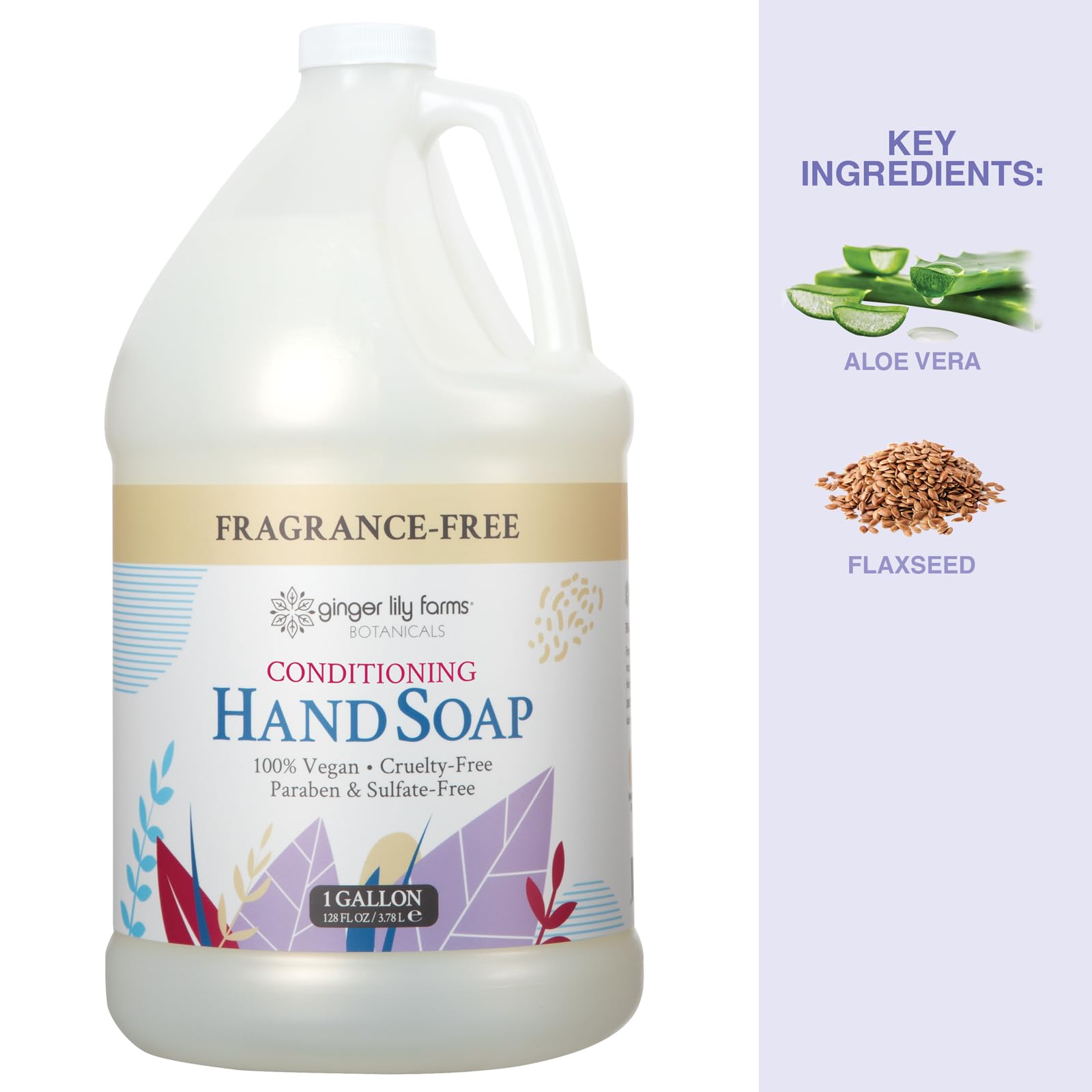 Buy now Ginger Lily Farms Botanicals All-Purpose Liquid Hand Soap Refill, Fragrance Free, 100% Vegan & Cruelty-Free, 1 Gallon at indiglob india