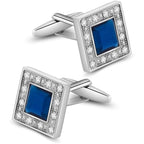 Buy now Blue Navy Crystal Square Cufflinks for Men Classical Cuff Links with Gift Box Elegant Style at indiglob india