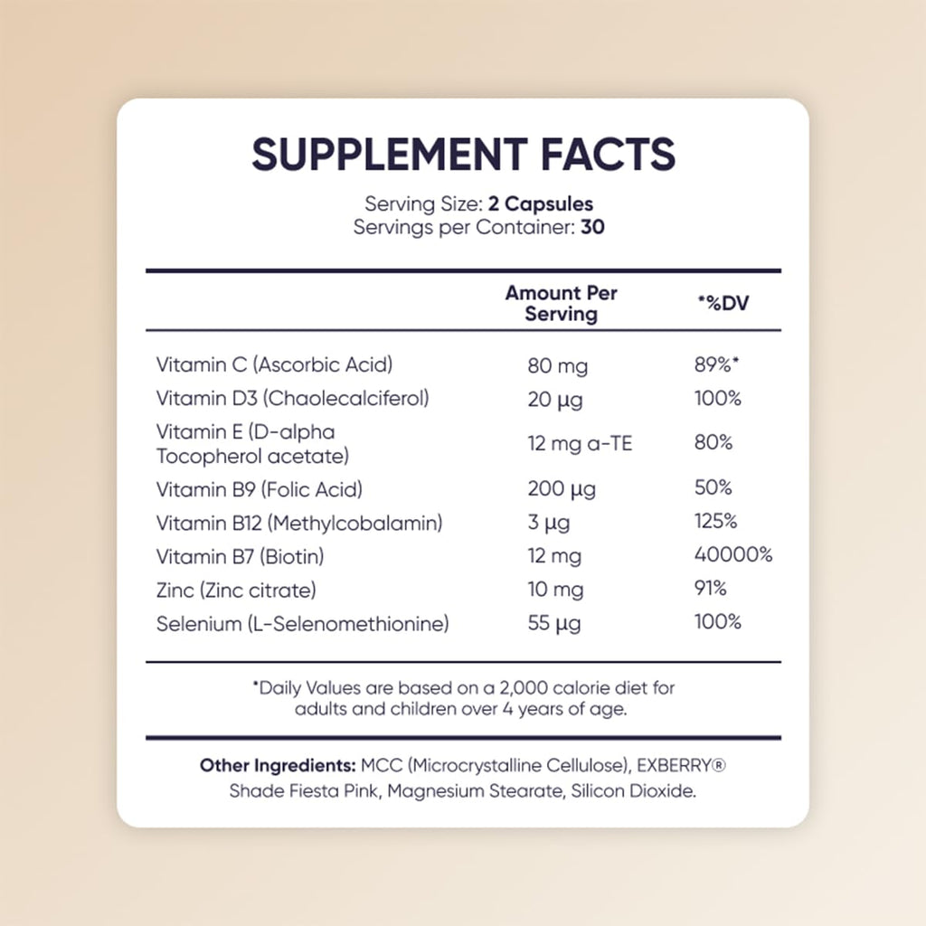 Moerie Ultimate Hair Boost Supplements for Women & Men - Hair, Skin, Nails Vitamins with Biotin & Minerals for Hair Health - Thicker Hair - 60 Capsules
