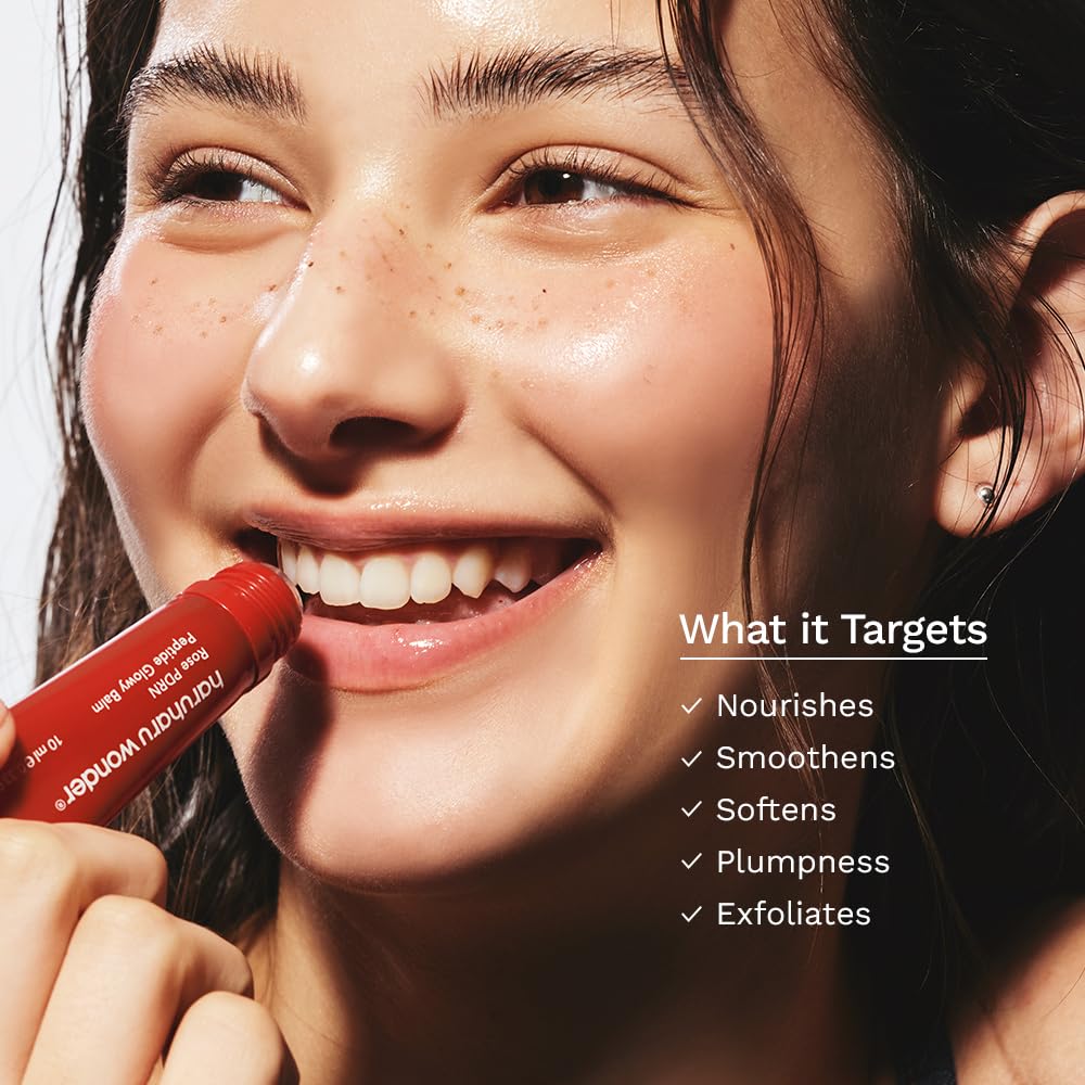HARUHARU Rose PDRN Peptide Glowy Balm, 0.33 fl.oz, Glossy Clear, Vegan | Long Lasting Hydration for Dry Cracked Lips, Dewy Lips, No Waxy Finish, Silicon Free, Micro Plastic Free, Korean Skin care