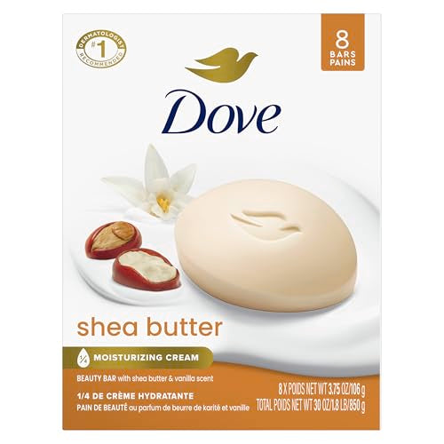 Buy now Dove Beauty Bar Soap Shea Butter, 8 Bars for Nourished, Radiant Skin, Enriches Skin 3.75 oz at indiglob india