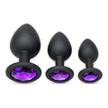 3PCS Silicone Jeweled Anal Butt Plug Training Set, Black
