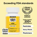 NovaFerrum Yay | Chewable Iron Supplement for Kids & Adults Ages 4 and Over | 18mg of Iron | 90 Servings | Sugar Free | Vegan | Gluten Free | Orange Flavor | For Ages 4+ | Sugar Free, Vegan, Gluten Free Certified | Orange Flavor | 90 Servings