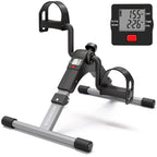 Pedal Exerciser Desk Exercise Bike Leg and Arm Exercise Bike with LCD Monitor Foldable and Portable(Black/Grey)