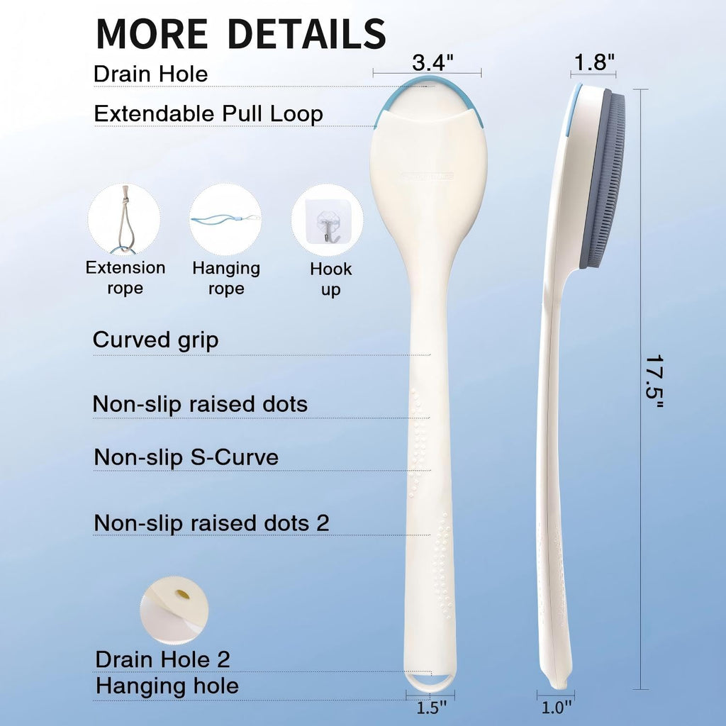 Extendable Silicone Back Scrubber-17.5"-32",4X Firm Exfoliation